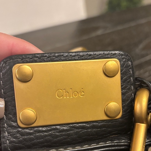 Chloe Black Leather Shoulder Bag with Gold Lock - Picture 7 of 15